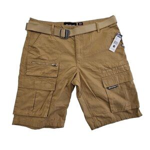 Ecko Unltd Cargo Utility Tactical Shorts Men's 36 Tan Belted 12" Inseam NEW NWT